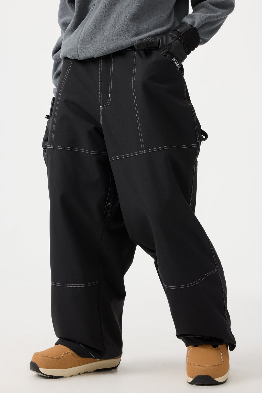 Women's Caramel Baggy Workwear Ski Pants Oxford Snow Pants
