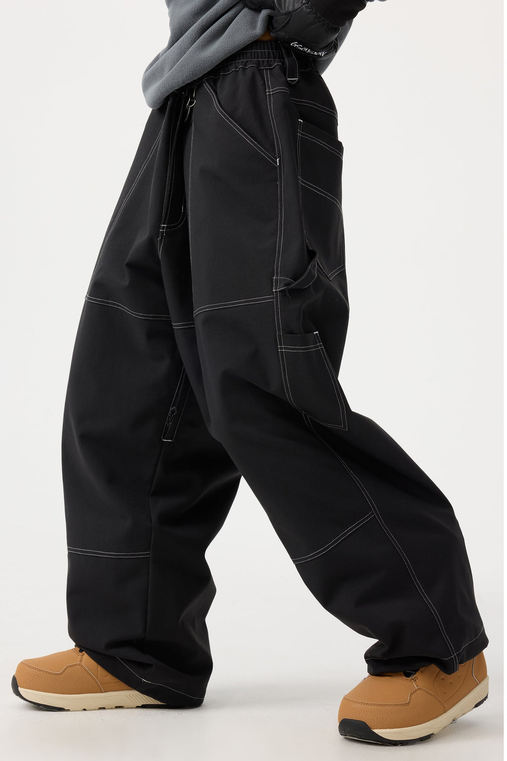 Women's Beige Baggy Workwear Ski Pants Oxford Snow Pants