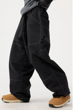 Women's Dark Brown Baggy Workwear Ski Pants Oxford Snow Pants