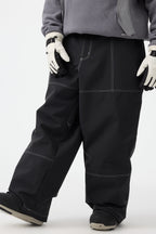 Men's Dark Brown Baggy Workwear Ski Pants Oxford Snow Pants