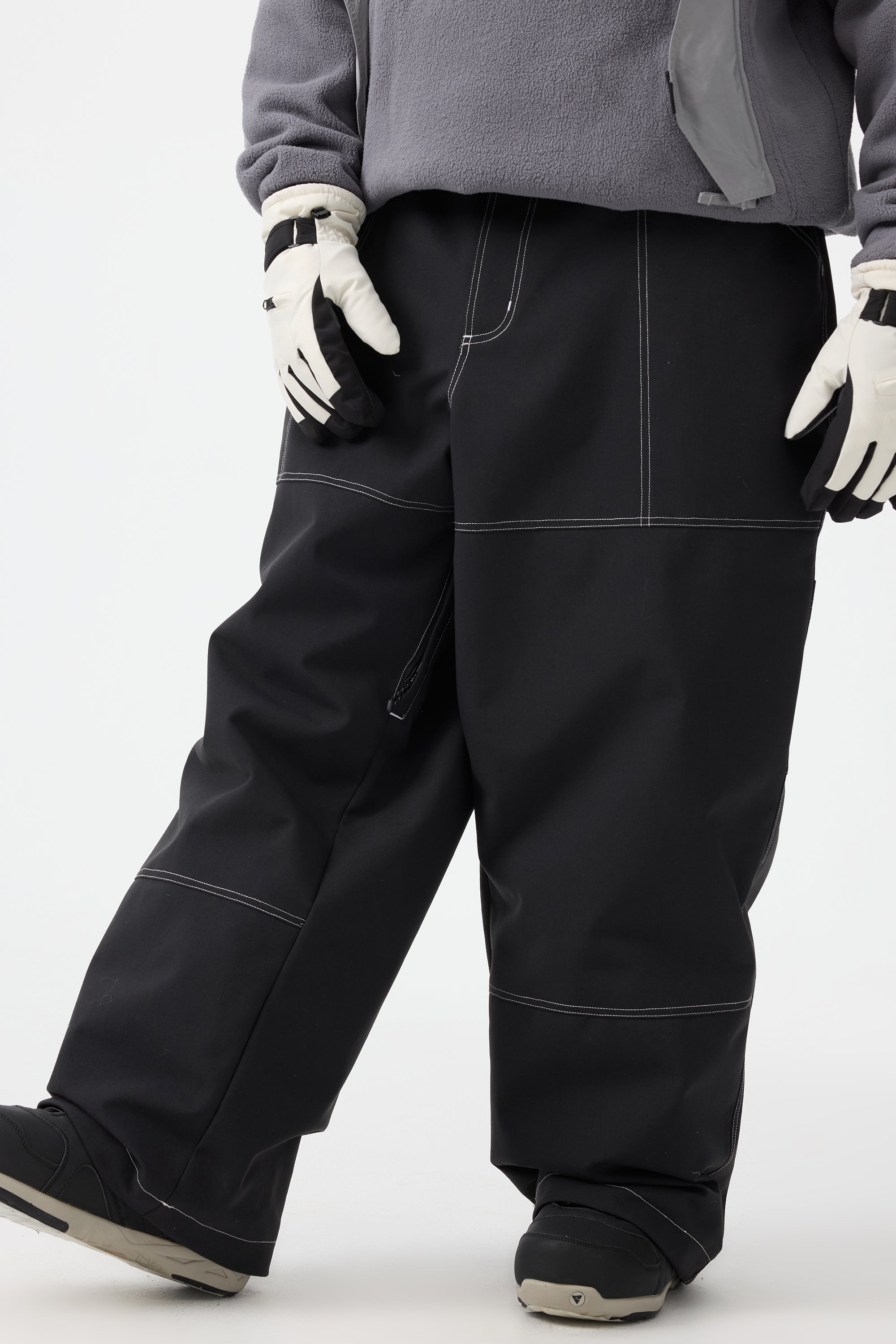 Men's Black Baggy Workwear Ski Pants Oxford Snow Pants