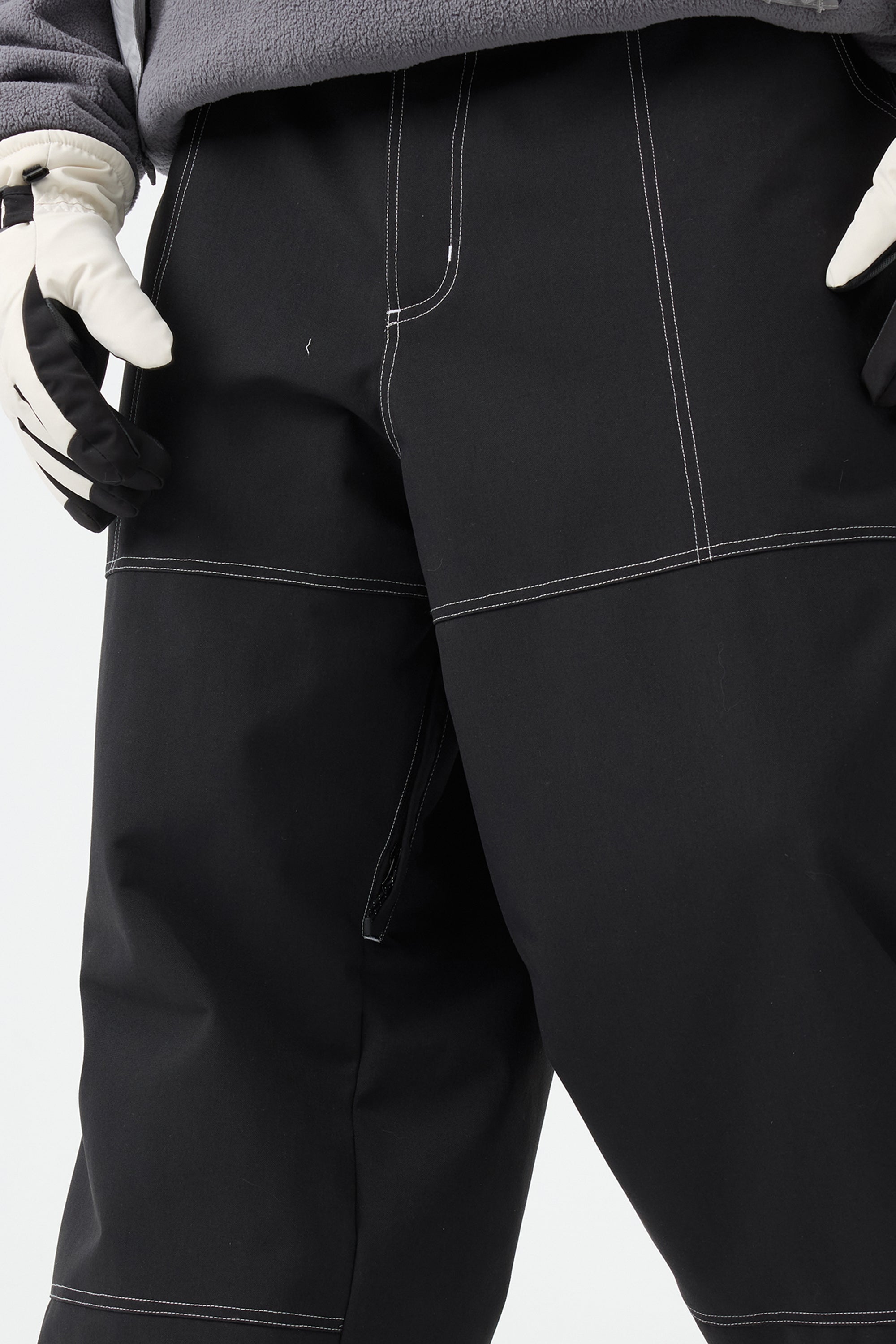 Men's Dark Brown Baggy Workwear Ski Pants Oxford Snow Pants