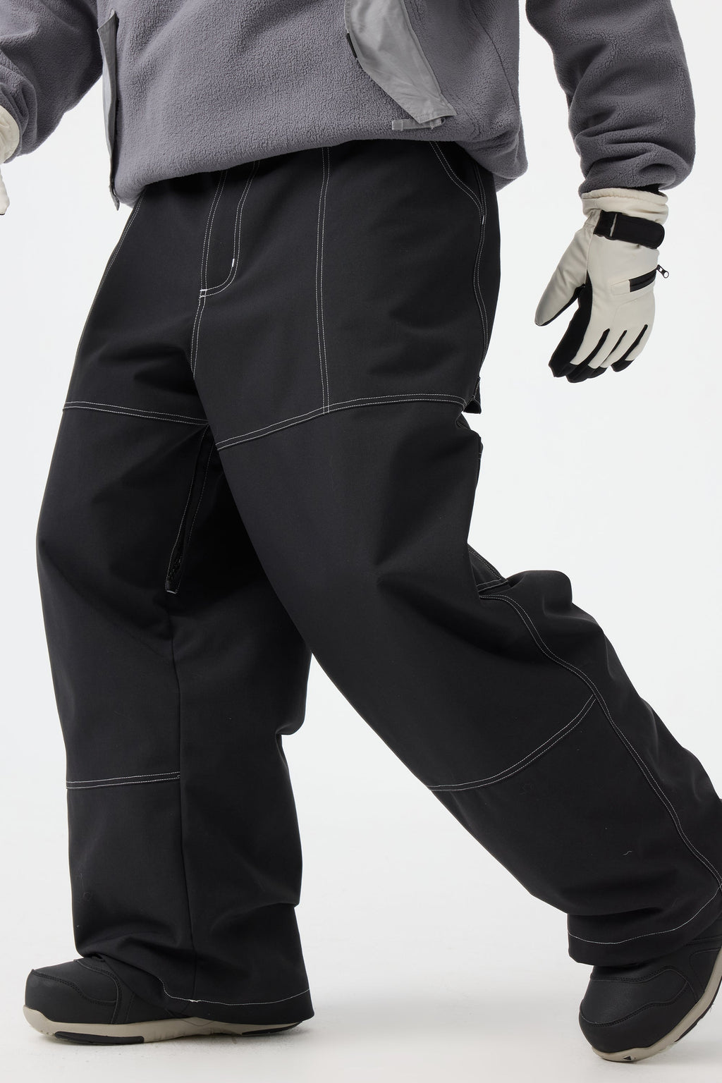 Men's Dark Brown Baggy Workwear Ski Pants Oxford Snow Pants