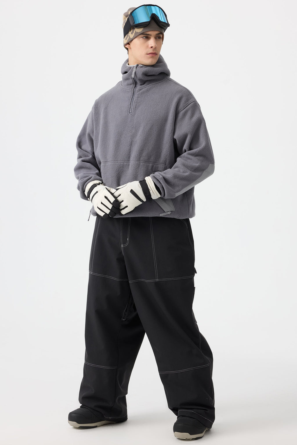 Men's Dark Brown Baggy Workwear Ski Pants Oxford Snow Pants