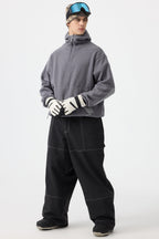Men's Dark Brown Baggy Workwear Ski Pants Oxford Snow Pants