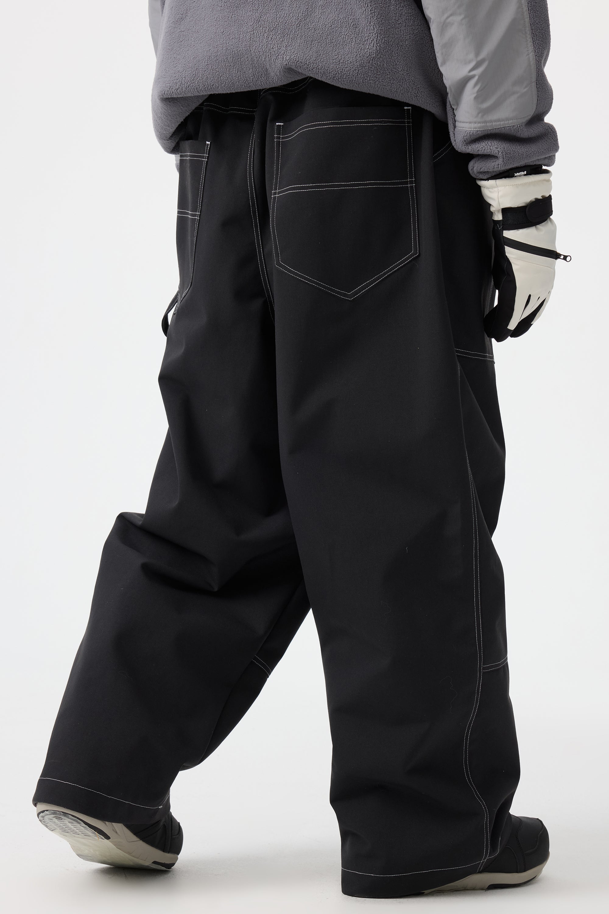Men's Beige Baggy Workwear Ski Pants Oxford Snow Pants