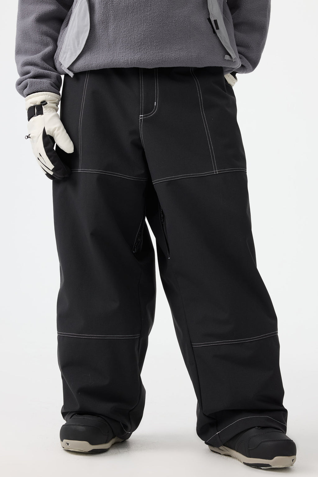 Men's Dark Brown Baggy Workwear Ski Pants Oxford Snow Pants