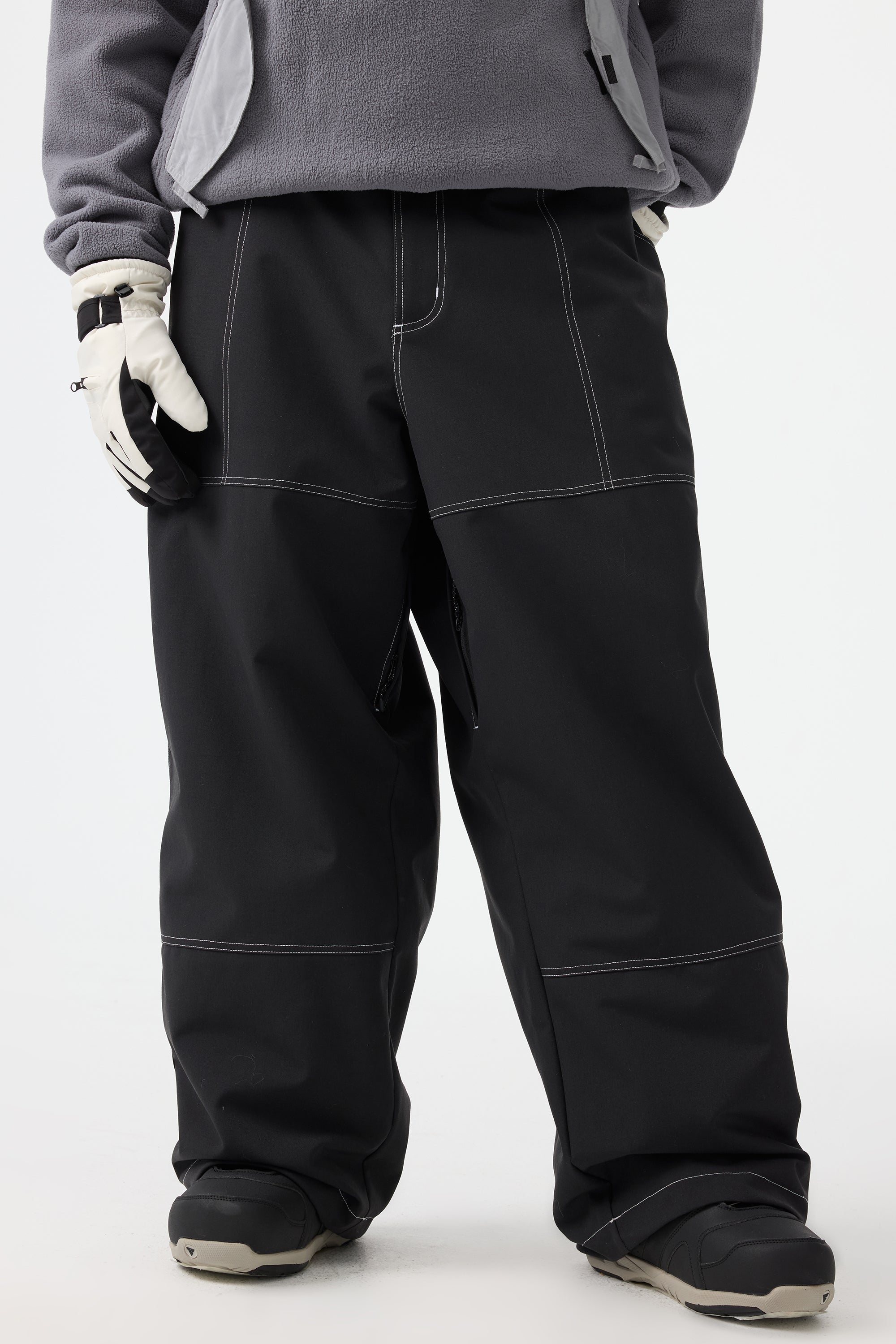 Men's Dark Brown Baggy Workwear Ski Pants Oxford Snow Pants