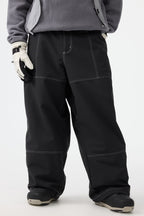 Men's Beige Baggy Workwear Ski Pants Oxford Snow Pants