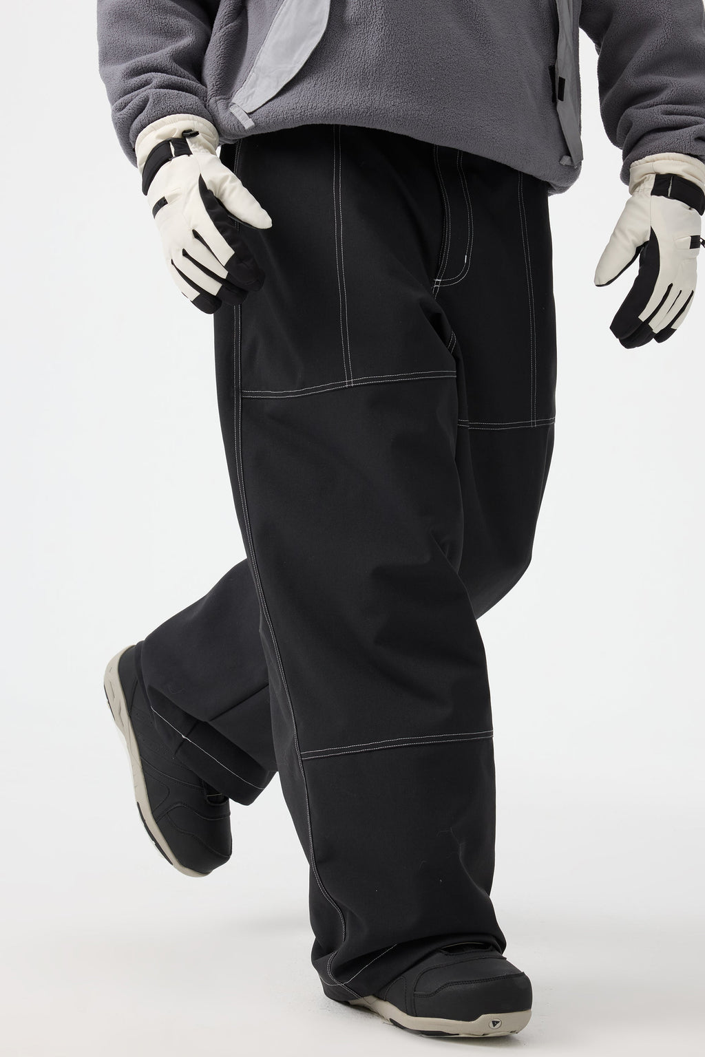 Men's Dark Brown Baggy Workwear Ski Pants Oxford Snow Pants