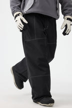 Men's Dark Brown Baggy Workwear Ski Pants Oxford Snow Pants