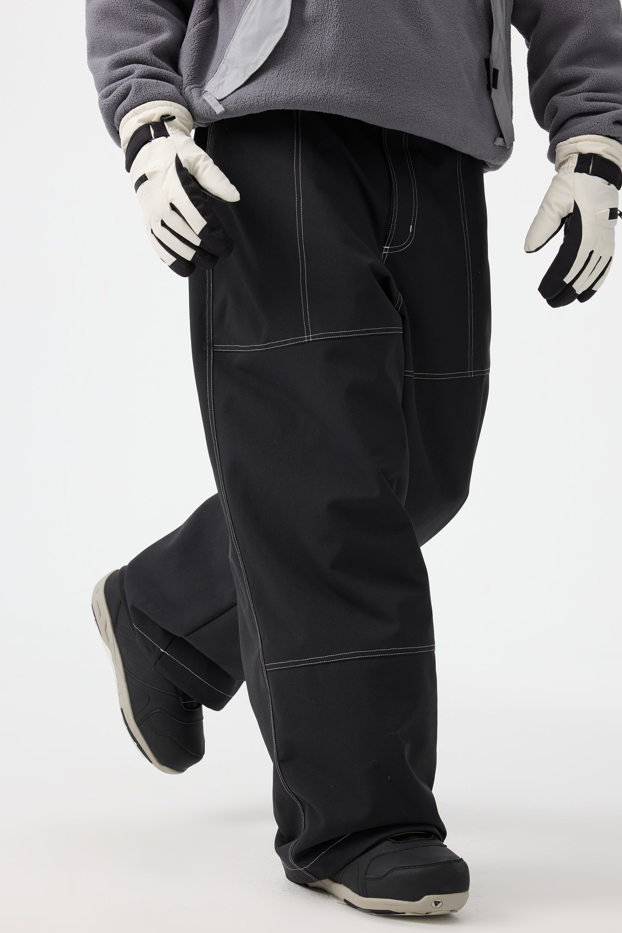 Men's Dark Brown Baggy Workwear Ski Pants Oxford Snow Pants