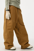 Women's Black Baggy Workwear Ski Pants Oxford Snow Pants
