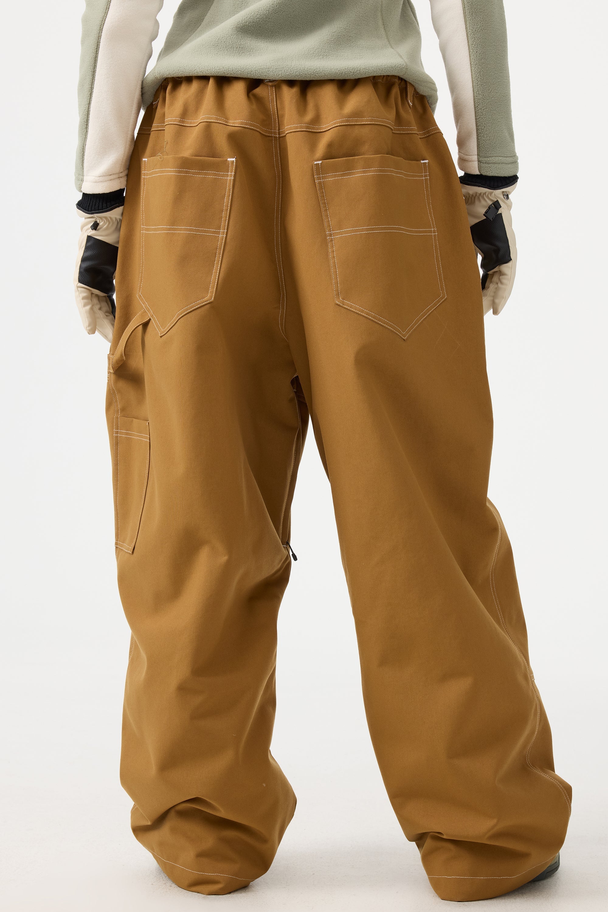 Women's Caramel Baggy Workwear Ski Pants Oxford Snow Pants