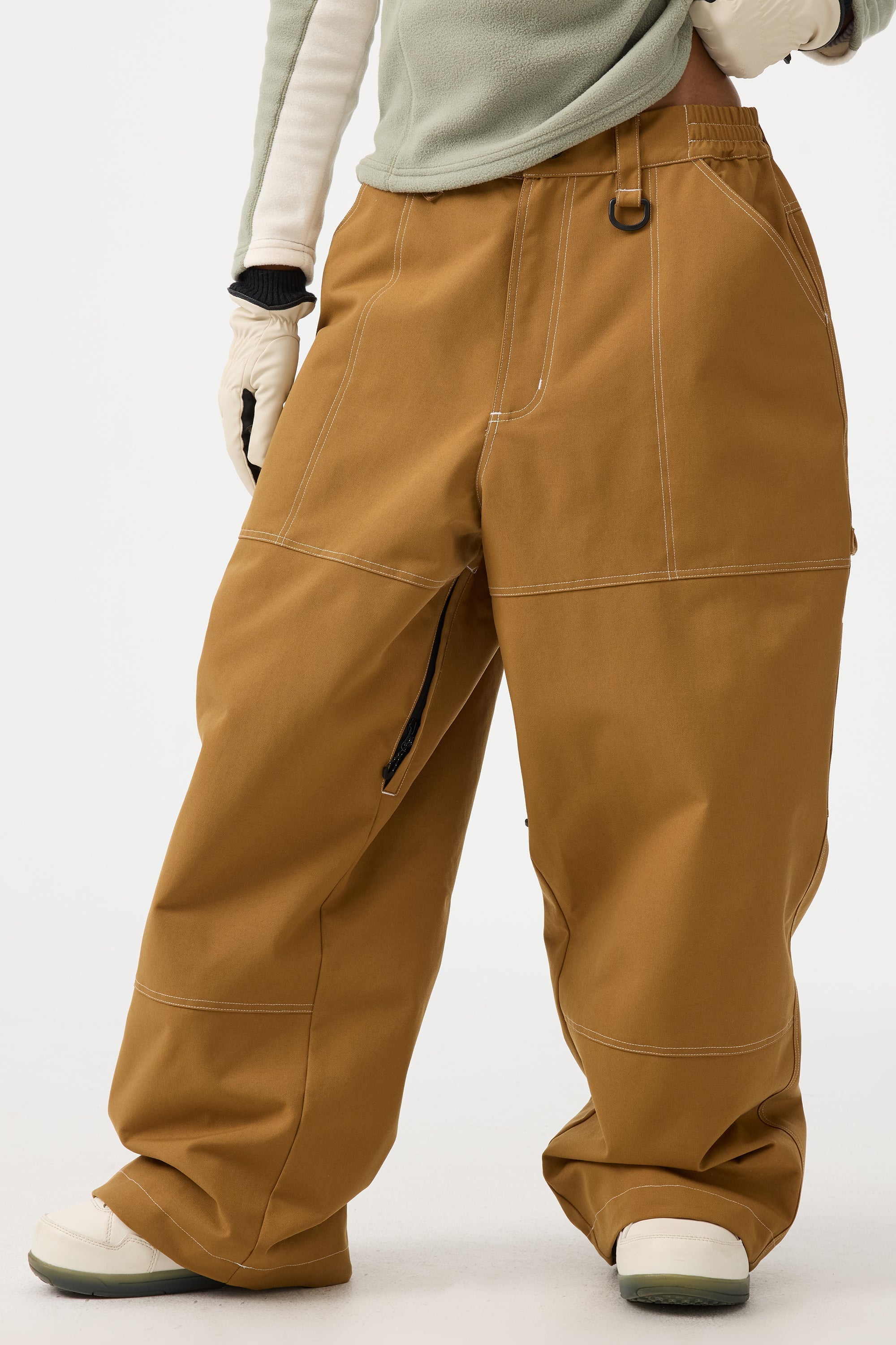 Women's Caramel Baggy Workwear Ski Pants Oxford Snow Pants