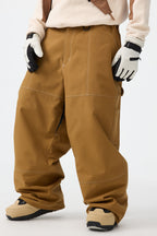 Men's Dark Brown Baggy Workwear Ski Pants Oxford Snow Pants