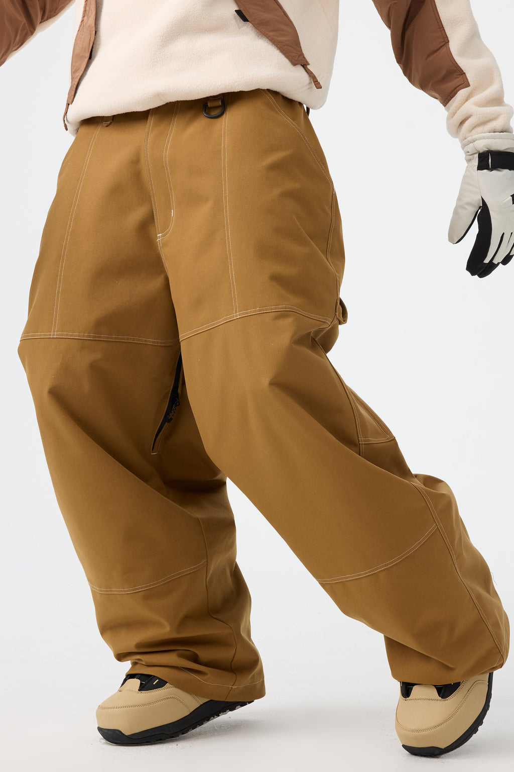 Men's Dark Brown Baggy Workwear Ski Pants Oxford Snow Pants