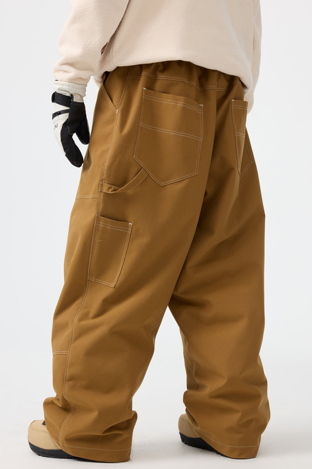Men's Dark Brown Baggy Workwear Ski Pants Oxford Snow Pants