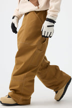 Men's Dark Brown Baggy Workwear Ski Pants Oxford Snow Pants
