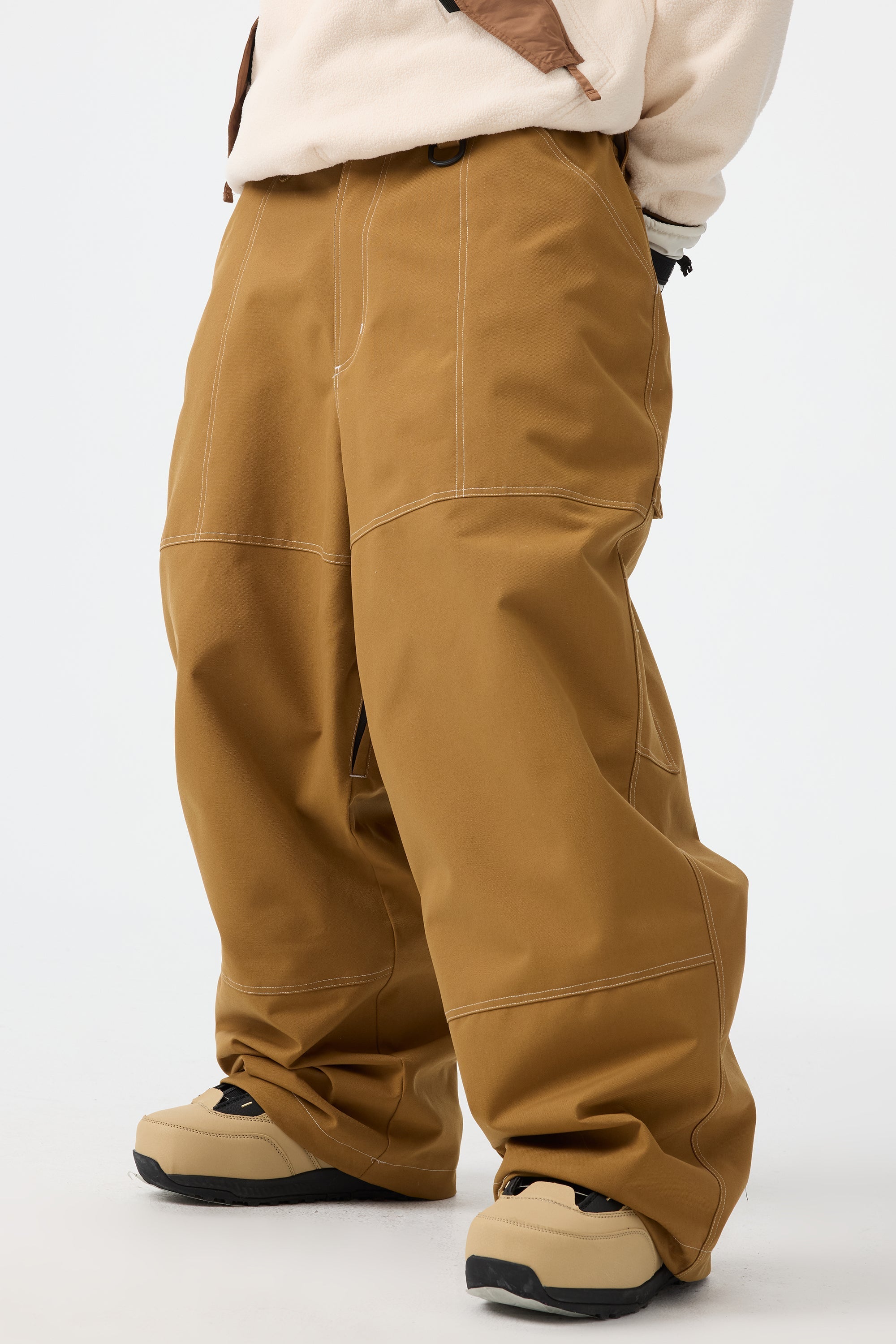 Men's Dark Brown Baggy Workwear Ski Pants Oxford Snow Pants