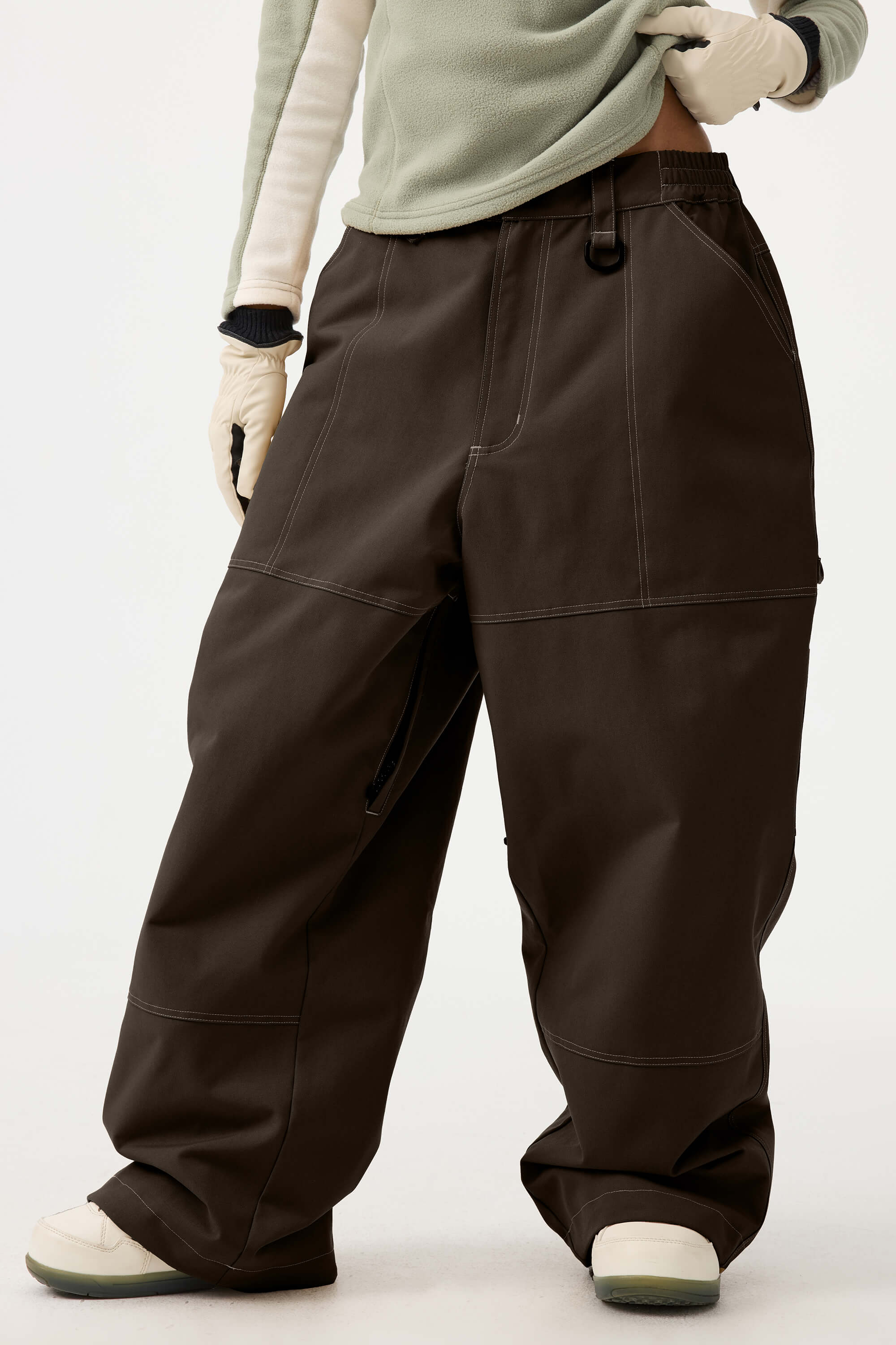 Women's Dark Brown Baggy Workwear Ski Pants Oxford Snow Pants Main image