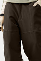 Women's Dark Brown Baggy Workwear Ski Pants Oxford Snow Pants