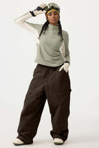 Women's Black Baggy Workwear Ski Pants Oxford Snow Pants