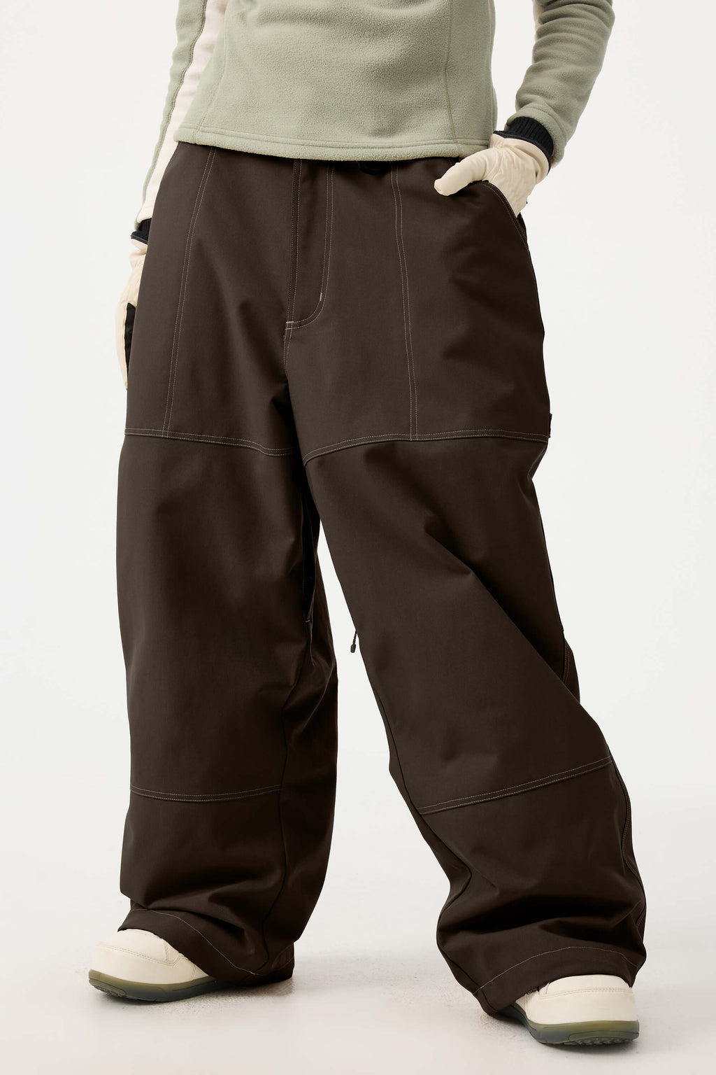 Women's Black Baggy Workwear Ski Pants Oxford Snow Pants