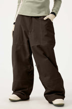 Women's Black Baggy Workwear Ski Pants Oxford Snow Pants