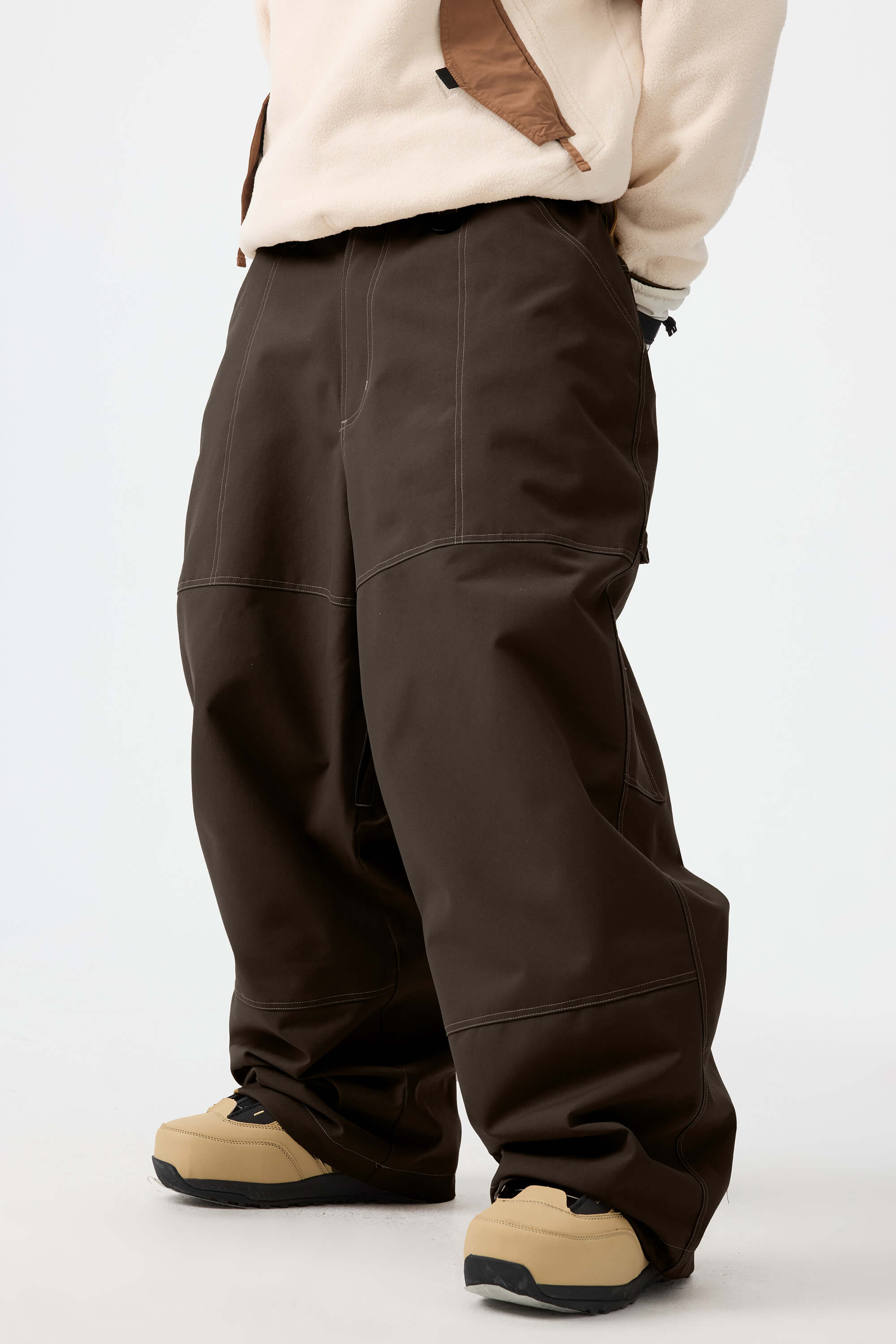 Men's Dark Brown Baggy Workwear Ski Pants Oxford Snow Pants Main image