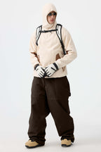 Men's Dark Brown Baggy Workwear Ski Pants Oxford Snow Pants