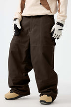 Men's Dark Brown Baggy Workwear Ski Pants Oxford Snow Pants