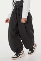 Black Waterproof Ski Pants Balloon Snow Pants
