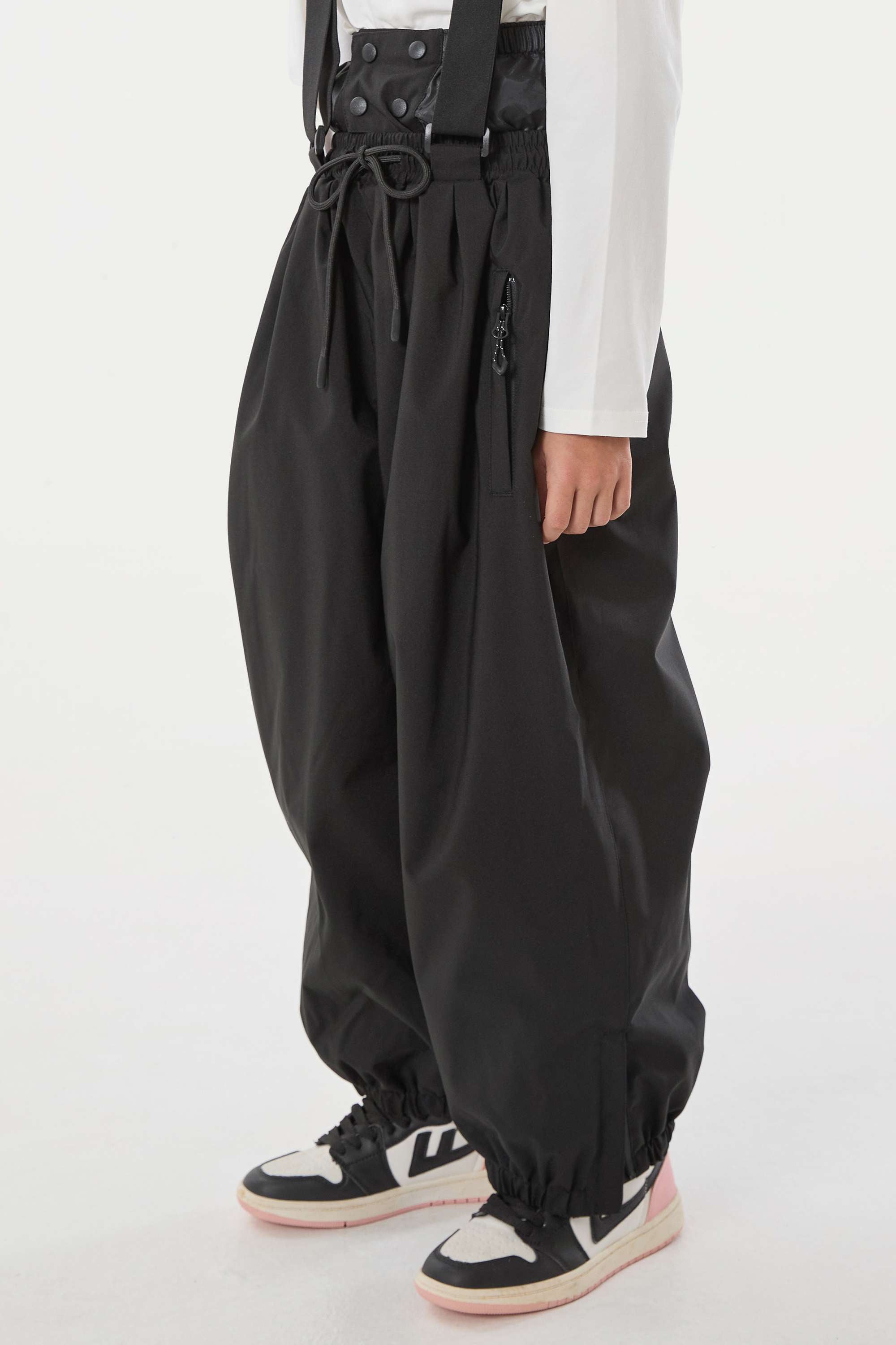Black Waterproof Ski Pants Balloon Snow Pants