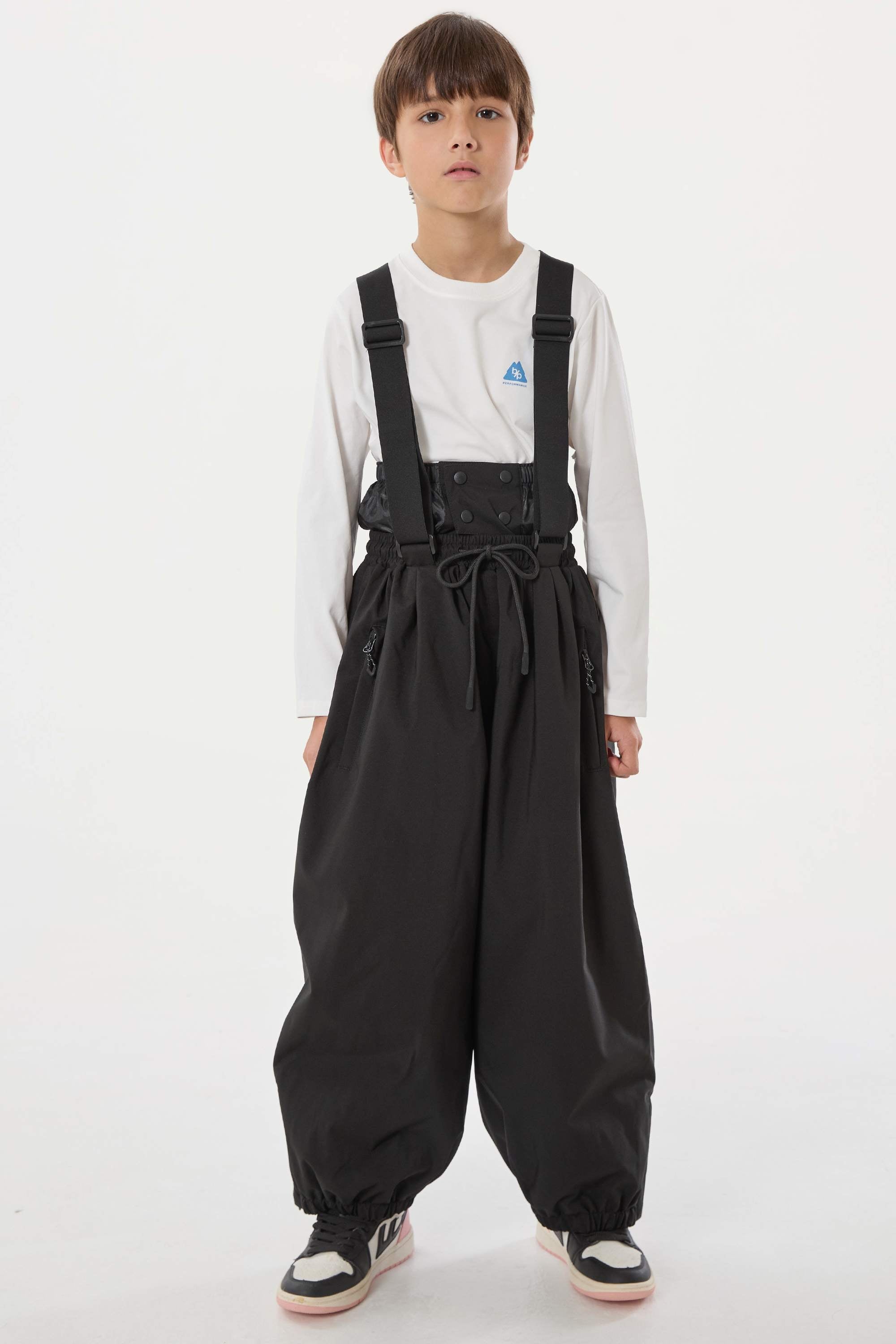 Black Waterproof Ski Pants Balloon Snow Pants