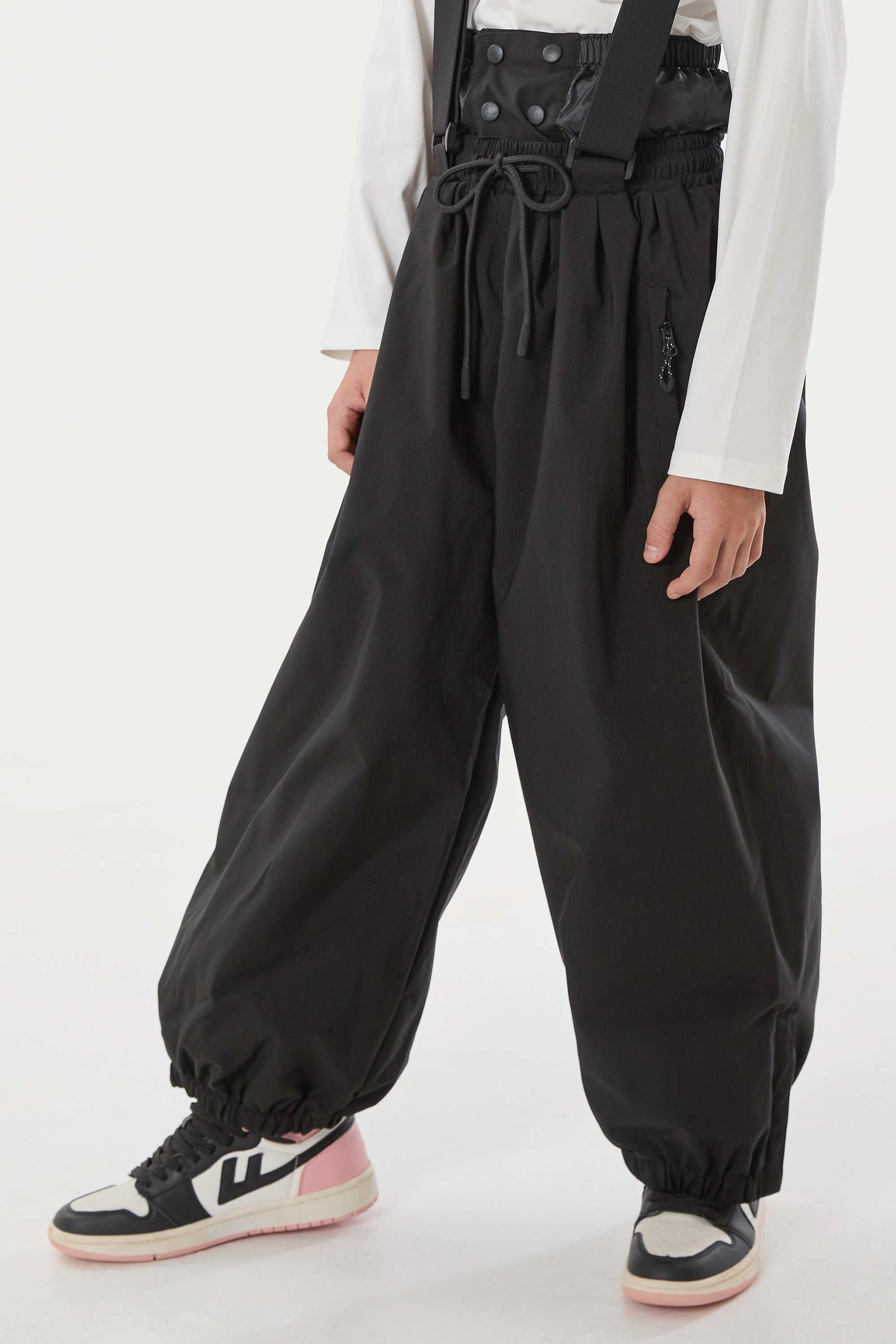 Black Waterproof Ski Pants Balloon Snow Pants