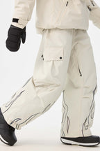 Women's Off White Reflective Flame Ski Pants Baggy Utility Snow Pants