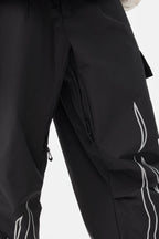 Women's Black Reflective Flame Ski Pants Baggy Utility Snow Pants