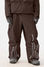 Men's Coffee Reflective Flame Ski Pants Baggy Utility Snow Pants