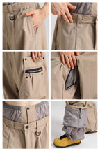Women's Khaki Reflective Flame Ski Pants Baggy Utility Snow Pants