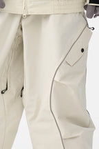 Women's Off White Retro Track Ski Pants Reflective Piping Baggy Snow Pants