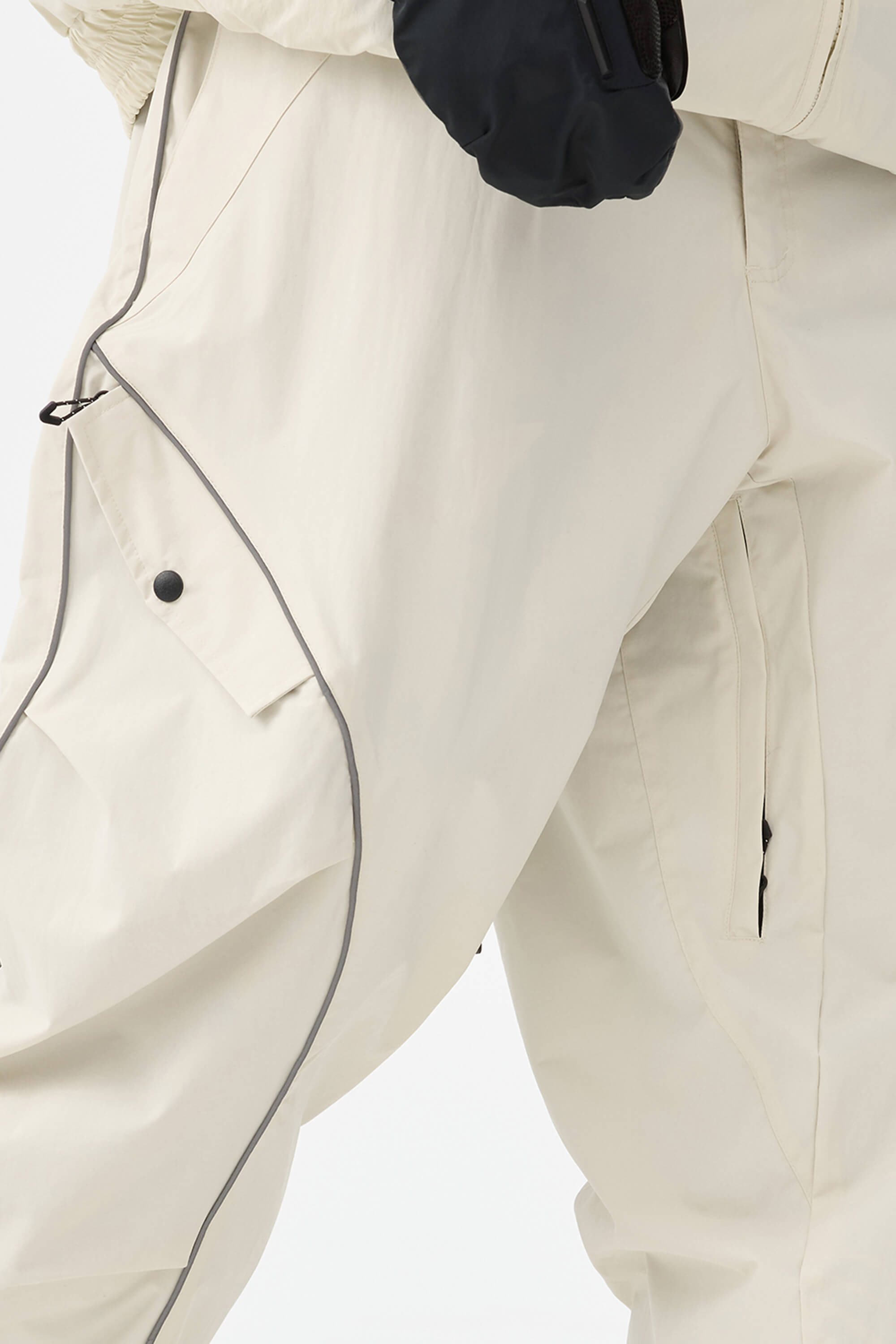 Men's Off White Retro Track Ski Pants Reflective Piping Baggy Snow Pants Secondary image