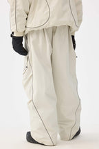 Men's Off White Retro Track Ski Pants Reflective Piping Baggy Snow Pants