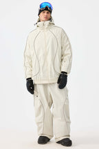 Men's Off White Retro Track Ski Pants Reflective Piping Baggy Snow Pants