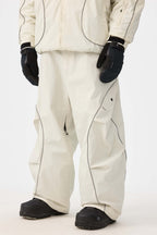 Men's Off White Retro Track Ski Pants Reflective Piping Baggy Snow Pants