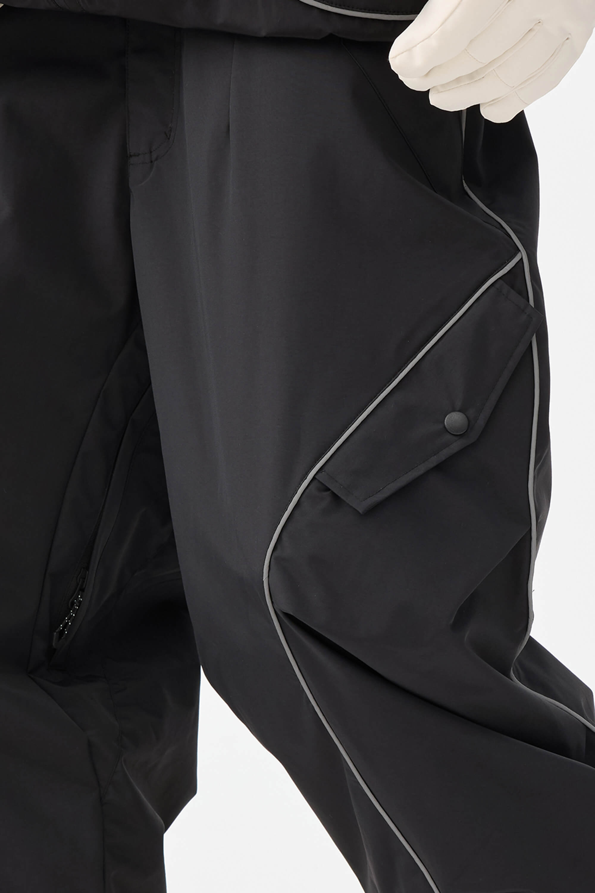 Women's Black Retro Track Ski Pants Reflective Piping Baggy Snow Pants Secondary image