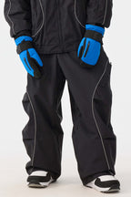Men's Off White Retro Track Ski Pants Reflective Piping Baggy Snow Pants