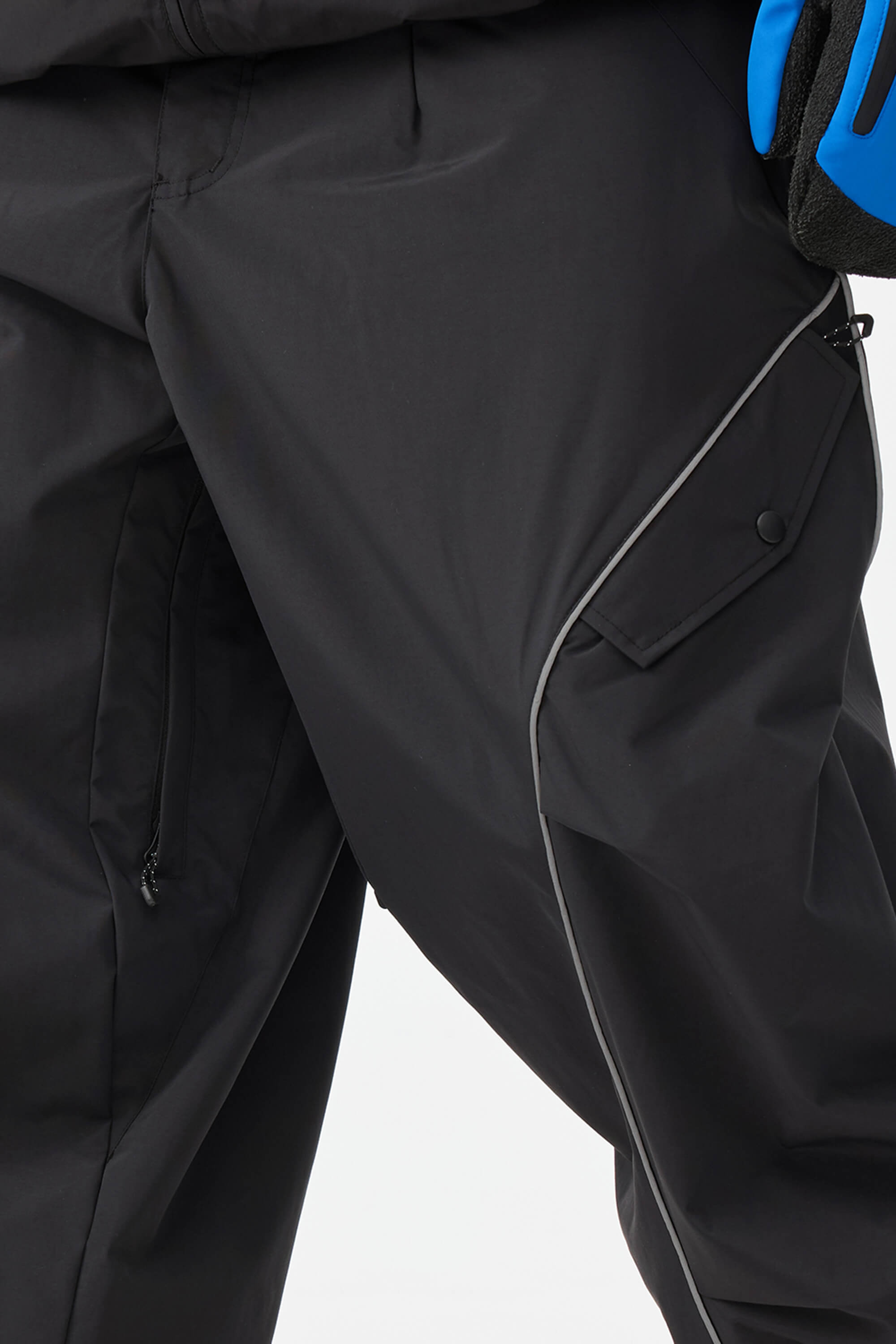 Men's Black Retro Track Ski Pants Reflective Piping Baggy Snow Pants Secondary image
