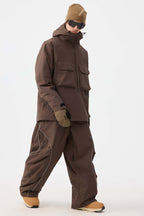 Men's Black Retro Track Ski Pants Reflective Piping Baggy Snow Pants