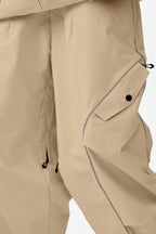 Women's Khaki Retro Track Ski Pants Reflective Piping Baggy Snow Pants